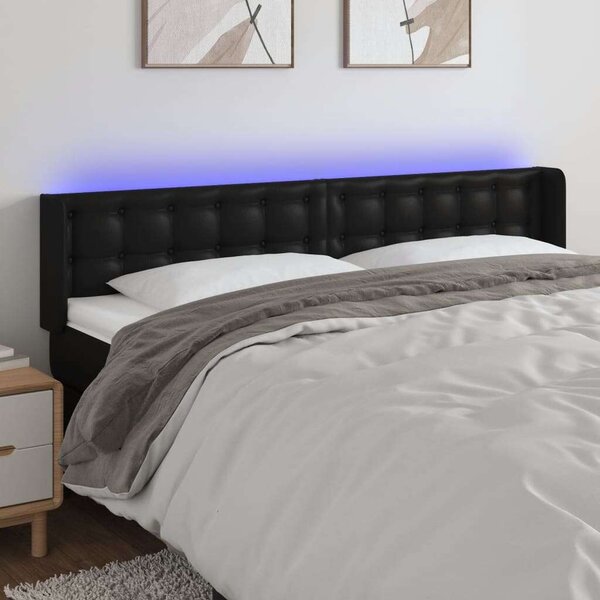 LED-es Fejtámla - Műbőr - Fekete - 163cm