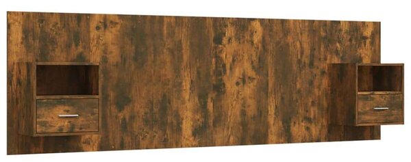Modern Fali Ágyfejtámla Éjjeliszekrényekkel - Füstös Tölgy - 160cm