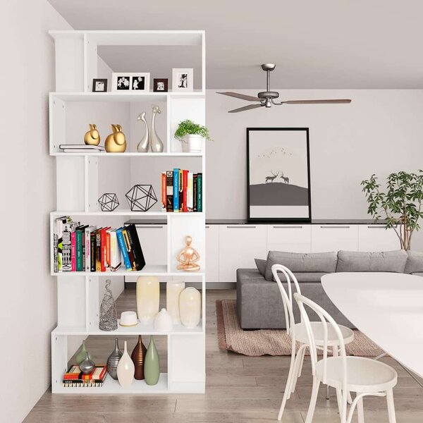 Modern Könyvespolc/Térelválasztó - Fehér - 80x24x192 cm