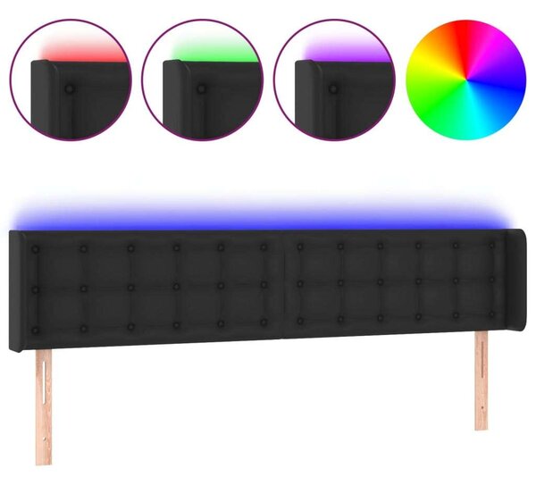 LED-es Fejtámla - Műbőr - Fekete - 163cm