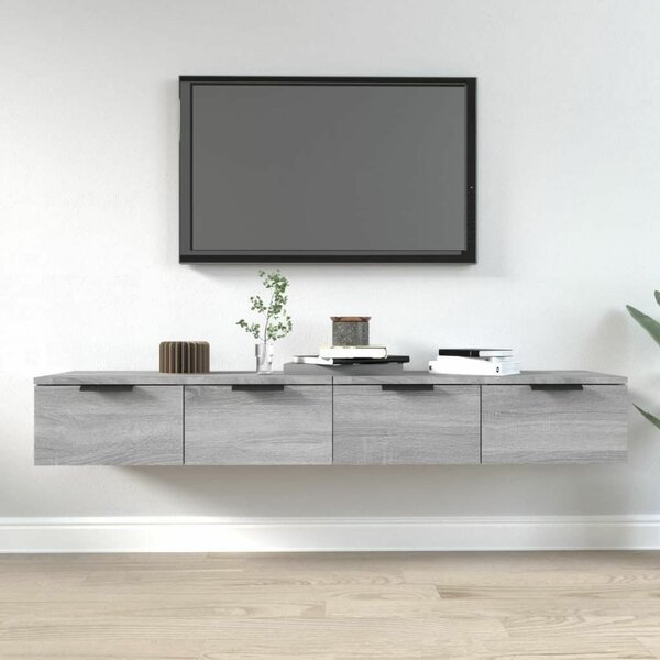 2 db szürke sonoma szerelt fa fali szekrény 68 x 30 x 20 cm
