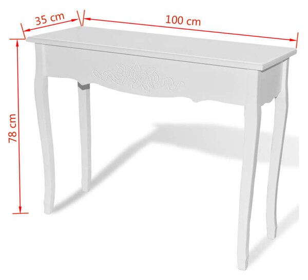Elegáns Fehér Fésülködőasztal - 100x35x78 cm