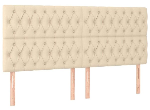 Krémszínű szövet led-es fejtámla 200x7x118/128 cm