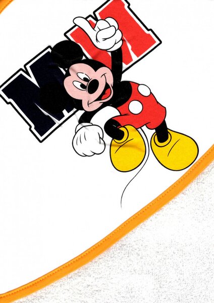 Disney Mickey kapucnis törölköző 70x90 cm fehér/okker