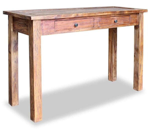 Rusztikus Tömörfa Tálalóasztal - 2 Fiók - 123x42x75 cm