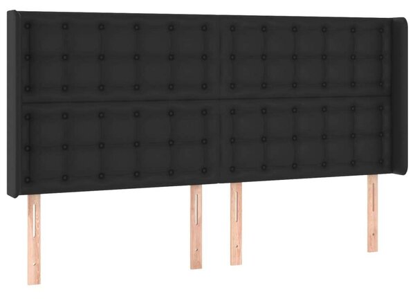 Modern Fekete Műbőr Ágy - 200x200 cm