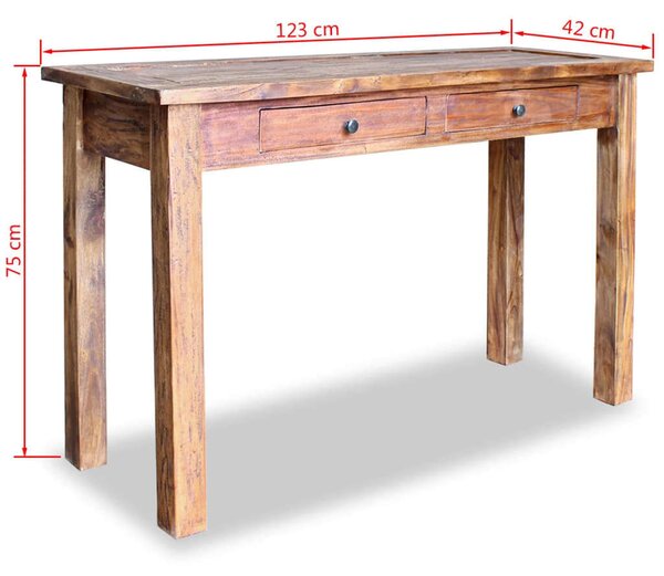 Rusztikus Tömörfa Tálalóasztal - 2 Fiók - 123x42x75 cm