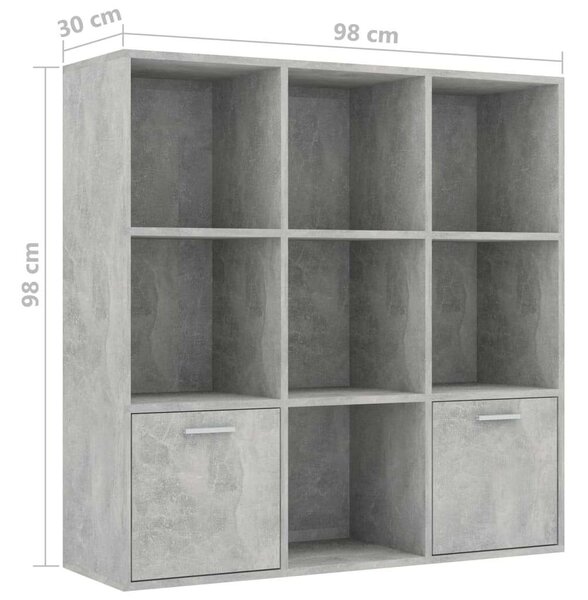 Modern Könyvespolc - Betonszürke - 98x30x98 cm