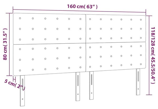 Fekete műbőr led-es fejtámla 160x5x118/128 cm