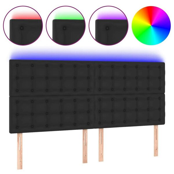 Fekete műbőr led-es fejtámla 160x5x118/128 cm