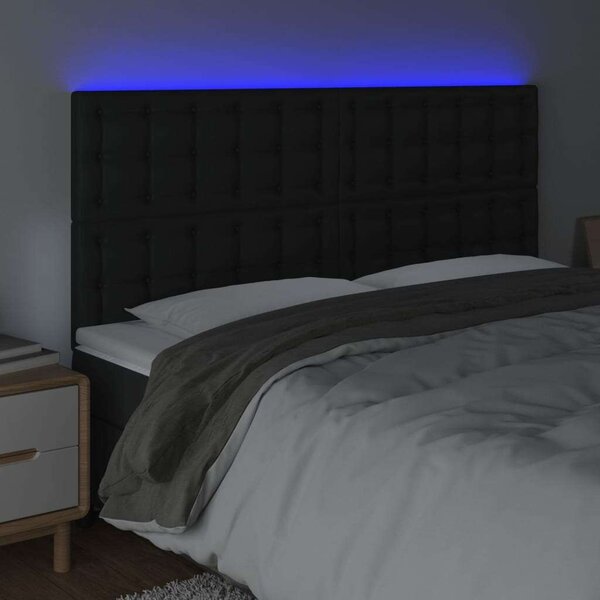 Fekete műbőr led-es fejtámla 160x5x118/128 cm