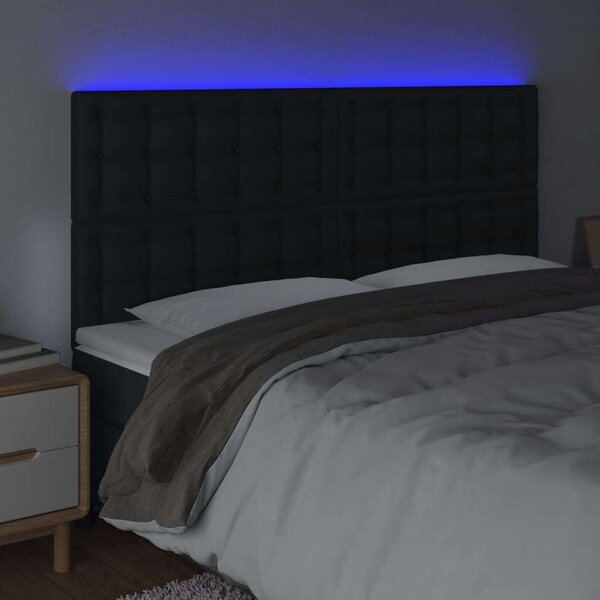 Fekete műbőr led-es fejtámla 160x5x118/128 cm