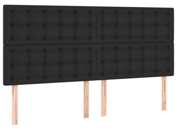 Fekete műbőr led-es fejtámla 160x5x118/128 cm