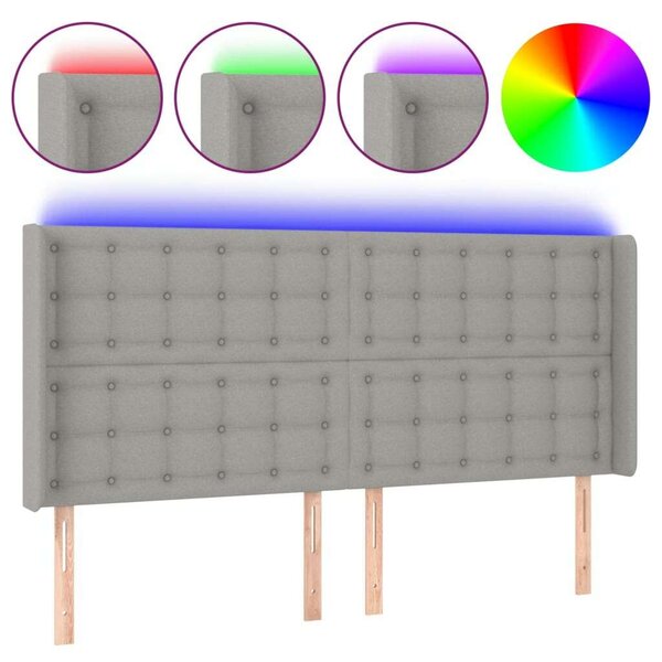 LED-es Ágyfejtámla - Szövet - 163x16x118/128cm