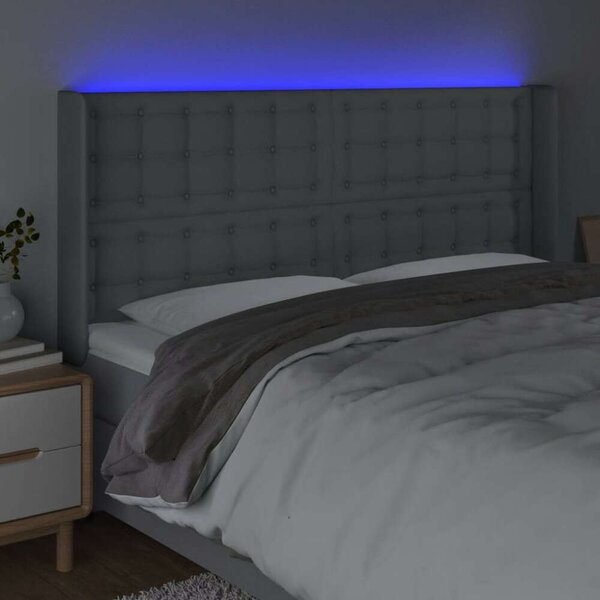 LED-es Ágyfejtámla - Szövet - 163x16x118/128cm
