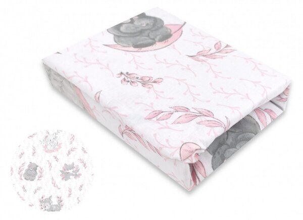 Baby Shop pamut,gumis lepedő 60*120 cm - Lulu Natural rózsaszín