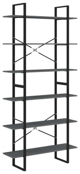 Polcrendszer - Ipari Stílus - Szürke Fenyőfa - 100x30x210 cm