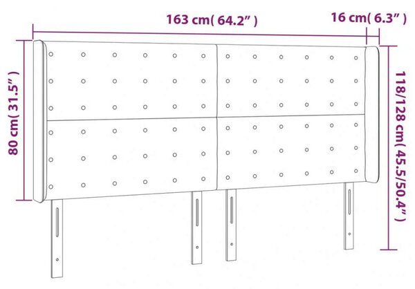 LED-es Ágyfejtámla - Szövet - 163x16x118/128cm