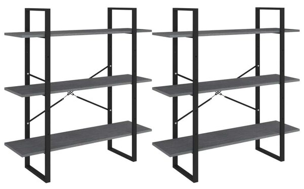 Polcrendszer - Ipari Stílus - Szürke Fenyőfa - 100x30x210 cm
