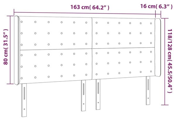 LED-es Ágyfejtámla - Szövet - 163x16x118/128cm