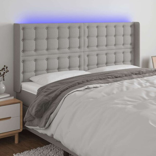 LED-es Ágyfejtámla - Szövet - 163x16x118/128cm