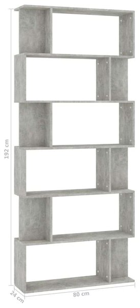 Modern Könyvespolc - Térelválasztó - Betonszürke - 80x24x192 cm