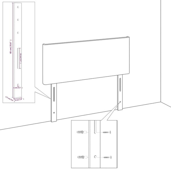 Fejtámla szett - 4 db - Fekete műbőr - 144cm