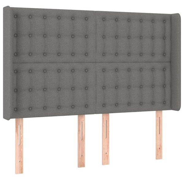 LED-es Ágytámlá - Sötétszürke Szövet - 147x16x118/128cm