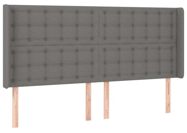 Sötétszürke szövet led-es fejtámla 203x16x118/128 cm