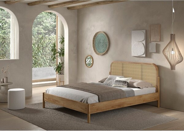 Natúr színű tölgyfa franciaágy ágyrács nélkül 160x200 cm Olive Rotan – Vipack