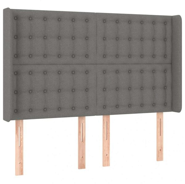 LED-es Ágytámlá - Sötétszürke Szövet - 147x16x118/128cm