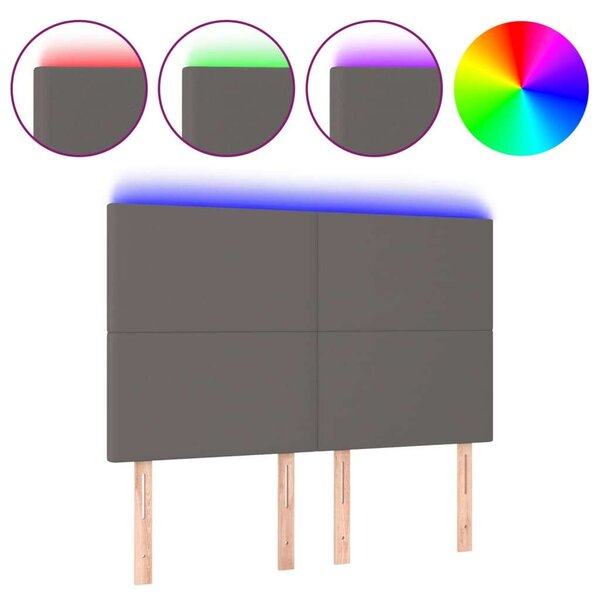 LED-es Fejtámla - Szürke Műbőr - 144x128cm