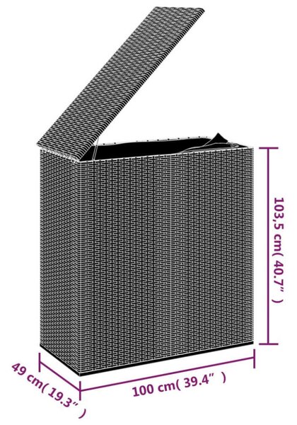 Polyrattan Kert Párna Tároló - Barna - 100x49x103,5cm