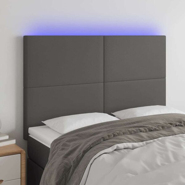 LED-es Fejtámla - Szürke Műbőr - 144x128cm