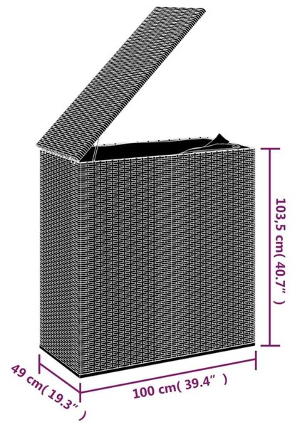 Polyrattan Kert Párna Tároló - Barna - 100x49x103,5cm