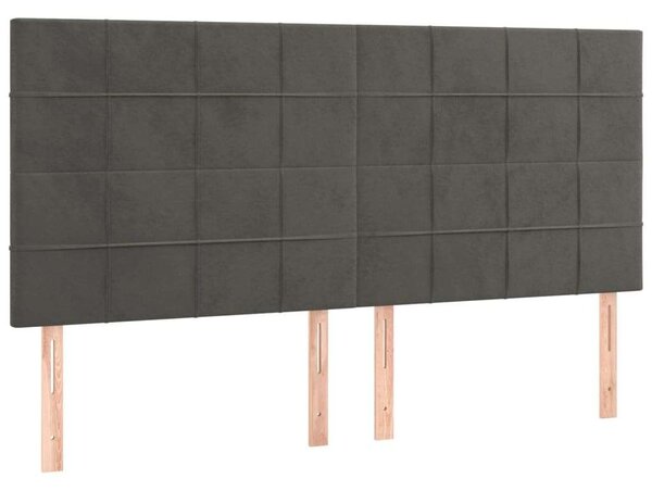 Sötétszürke bársony led-es fejtámla 200x5x118/128 cm