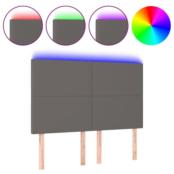 LED-es Fejtámla - Szürke Műbőr - 144x128cm