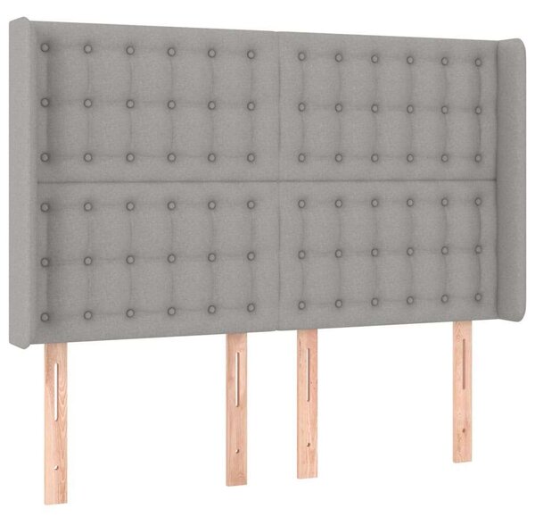 Világosszürke szövet led-es fejtámla 147x16x118/128 cm