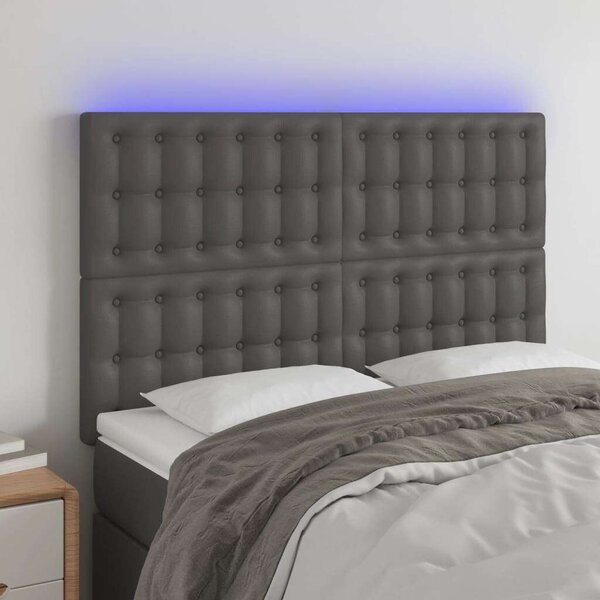 LED-es Fejtámla - Szürke Műbőr - 144x128cm