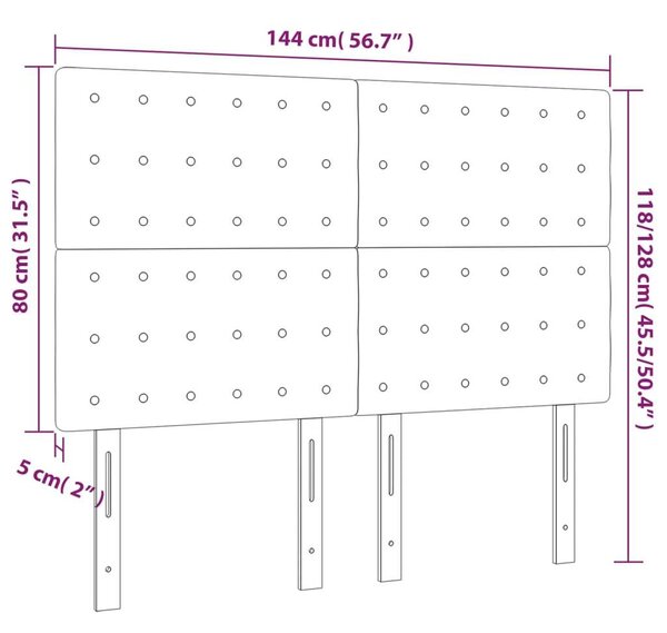 Sötétszürke szövet led-es fejtámla 144x5x118/128 cm