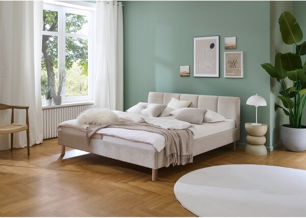 Bézs kárpitozott franciaágy ágyrács nélkül 180x200 cm Joker – Meise Möbel
