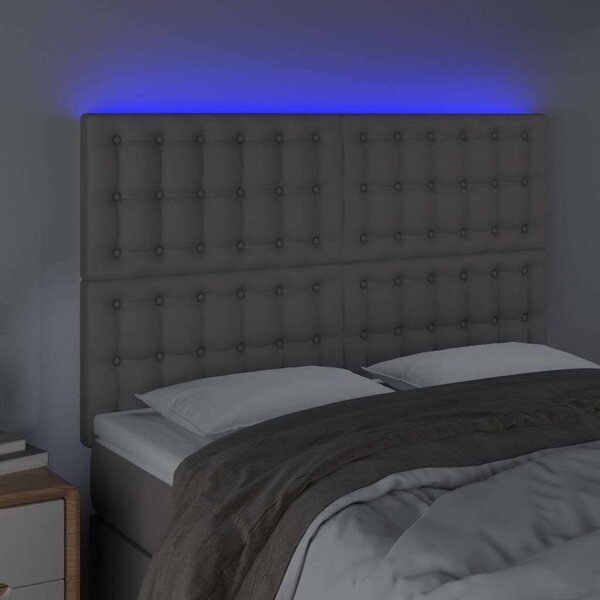 LED-es Fejtámla - Szürke Műbőr - 144x128cm