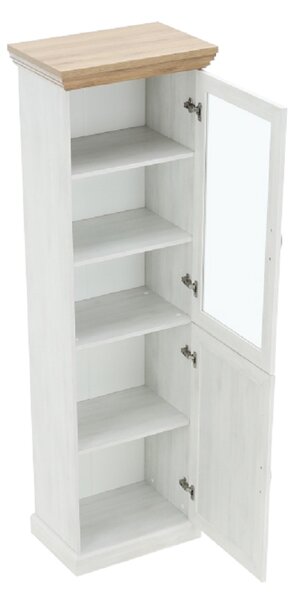KONDELA vitrines szekrény, északi sosna/vadtölgy, ROYAL W1D