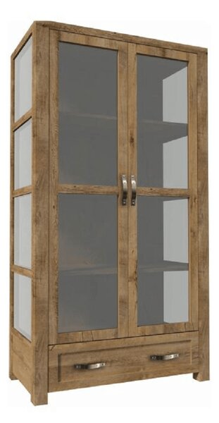 Háromoldalú vitrín szekrény W2D , tölgyfa, NEVADA