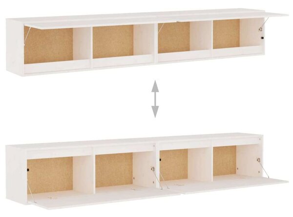 2 darab fehér tömör fenyőfa faliszekrény 100 x 30 x 35 cm