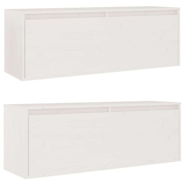 2 darab fehér tömör fenyőfa faliszekrény 100 x 30 x 35 cm