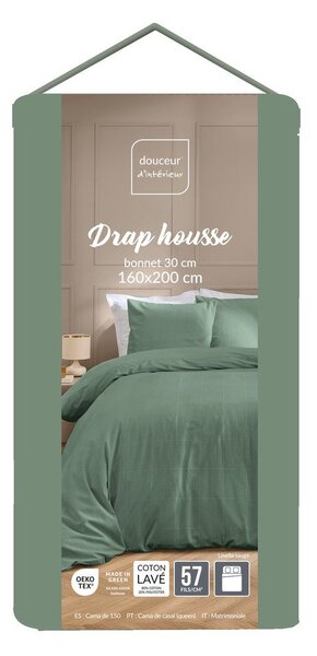 Zöld lepedő 160x200 cm Linella – douceur d'intérieur