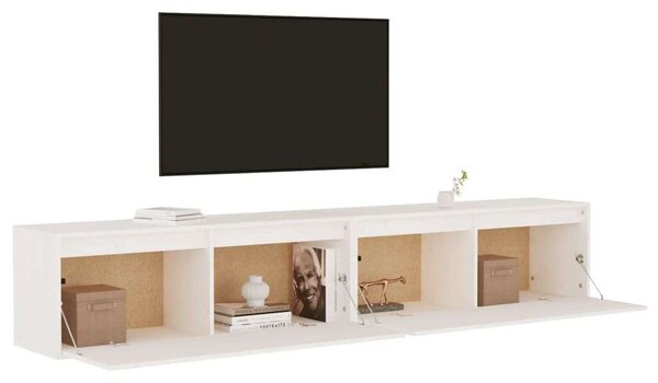 2 darab fehér tömör fenyőfa faliszekrény 100 x 30 x 35 cm