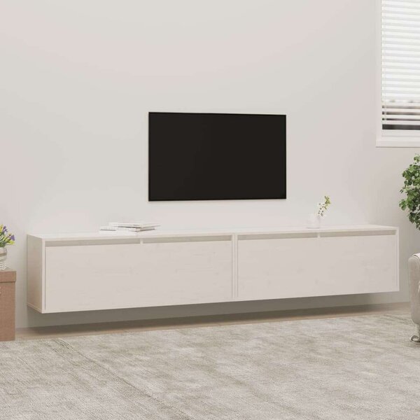 2 darab fehér tömör fenyőfa faliszekrény 100 x 30 x 35 cm