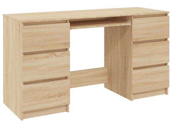 Modern Íróasztal Sonoma Tölgy - 6 Fiók - 140x50x77 cm